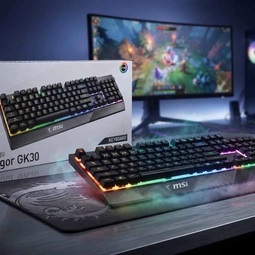 MSI Vigor GK30 RGB Gaming Keyboard, 6-Zone RGB Lighting, Water Repellent & Splash-Proof