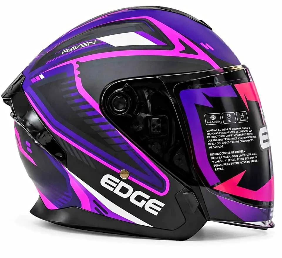 Casco Edge Bonnie Raven Rosado luz trasera