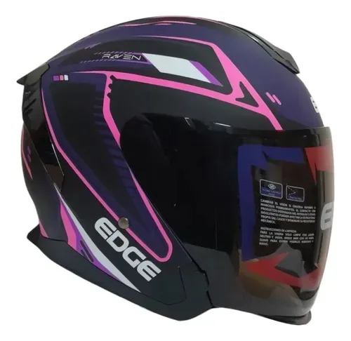 Casco Edge Bonnie Raven Rosado luz trasera