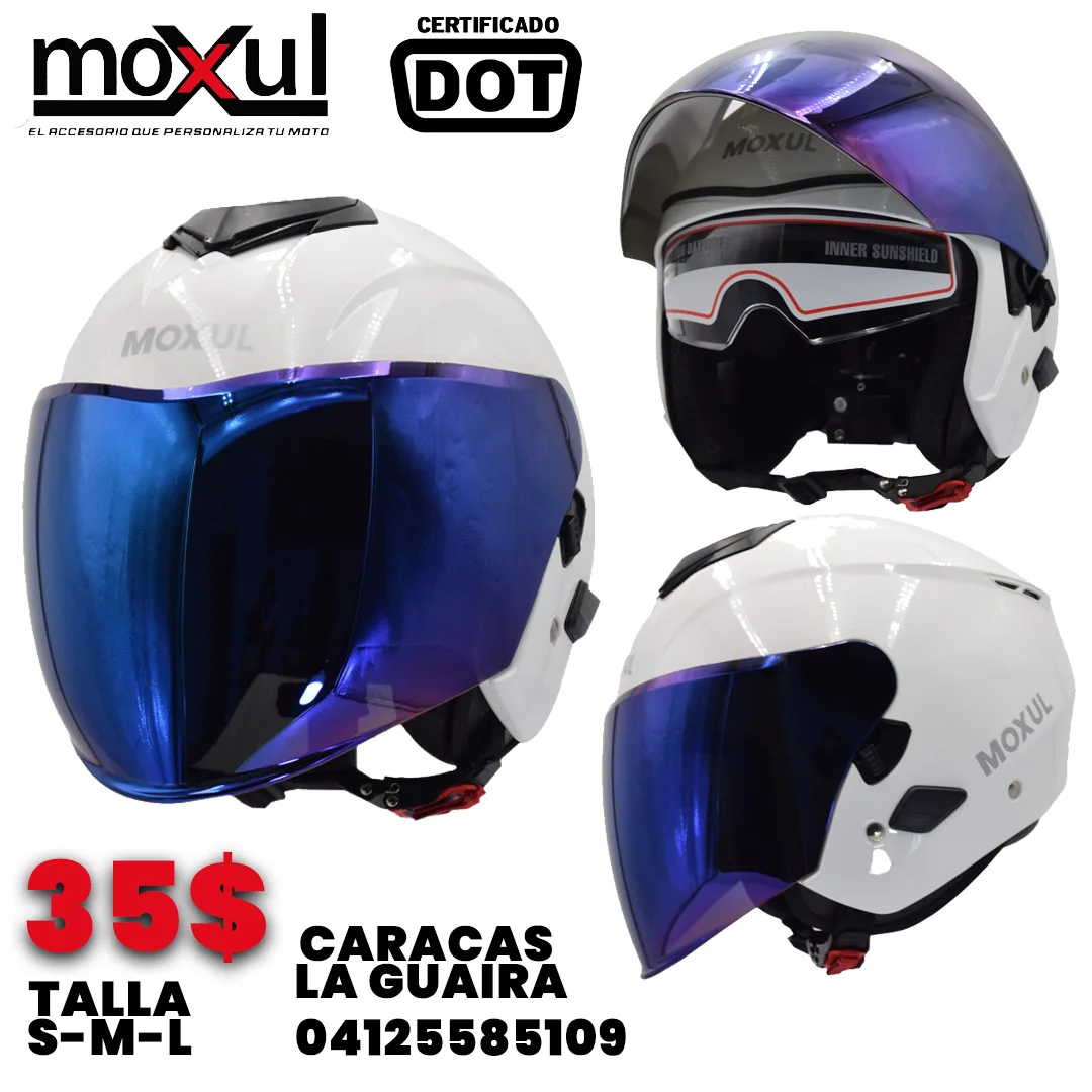 Casco Semi integral Moxul Blanco visor azul