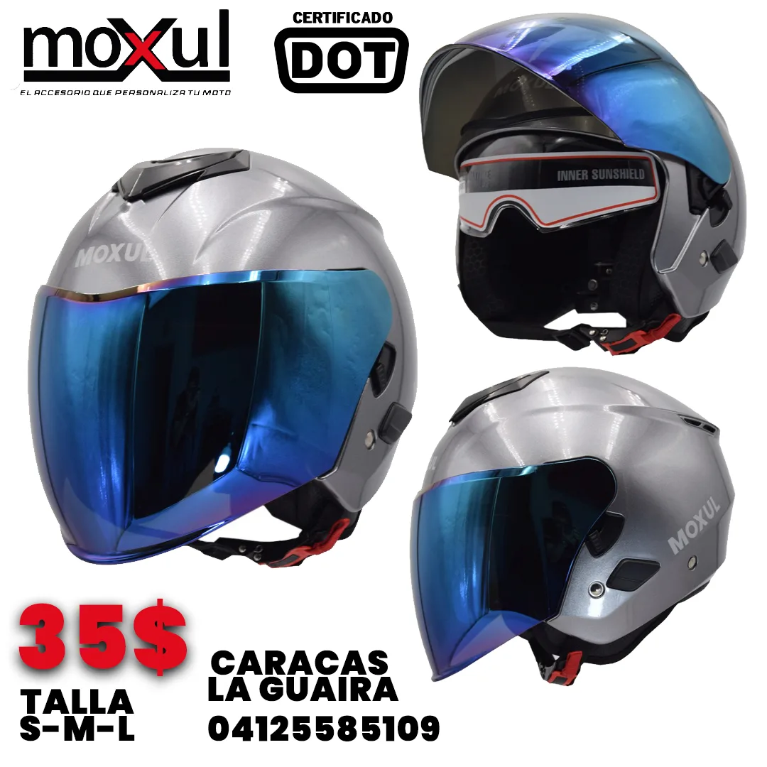 Casco Semi integral gris visor azul