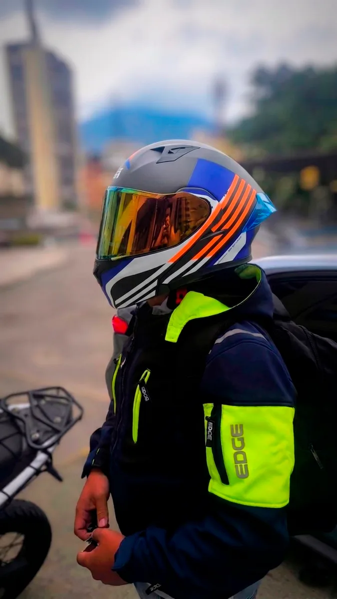 Casco abatible Moxul Doble visor Azul con naranja