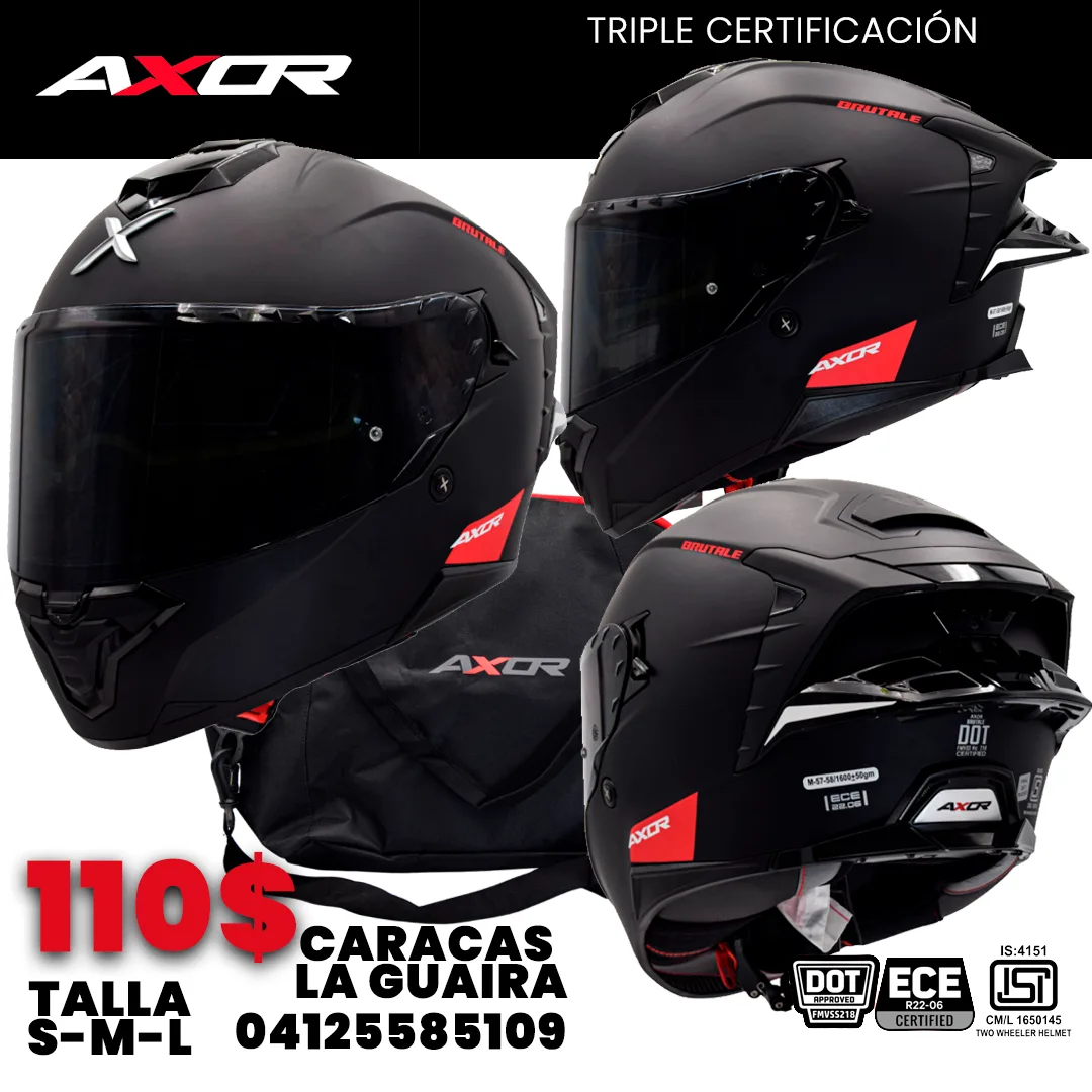 CASCO INTEGRAL MARCA AXOR BRUTALE NEGRO MATE