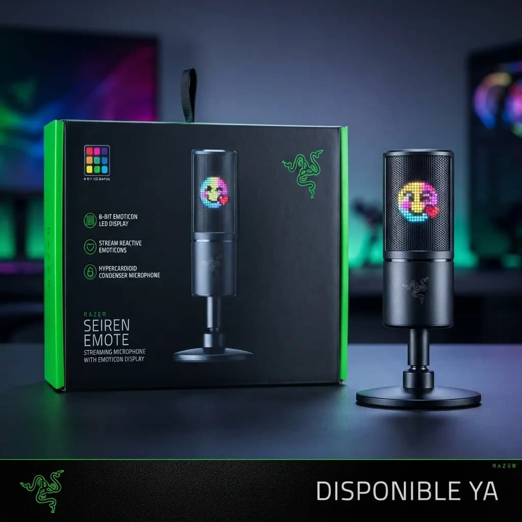 Razer Seiren Emote Streaming Microphone: 8-bit Emoticon LED Display