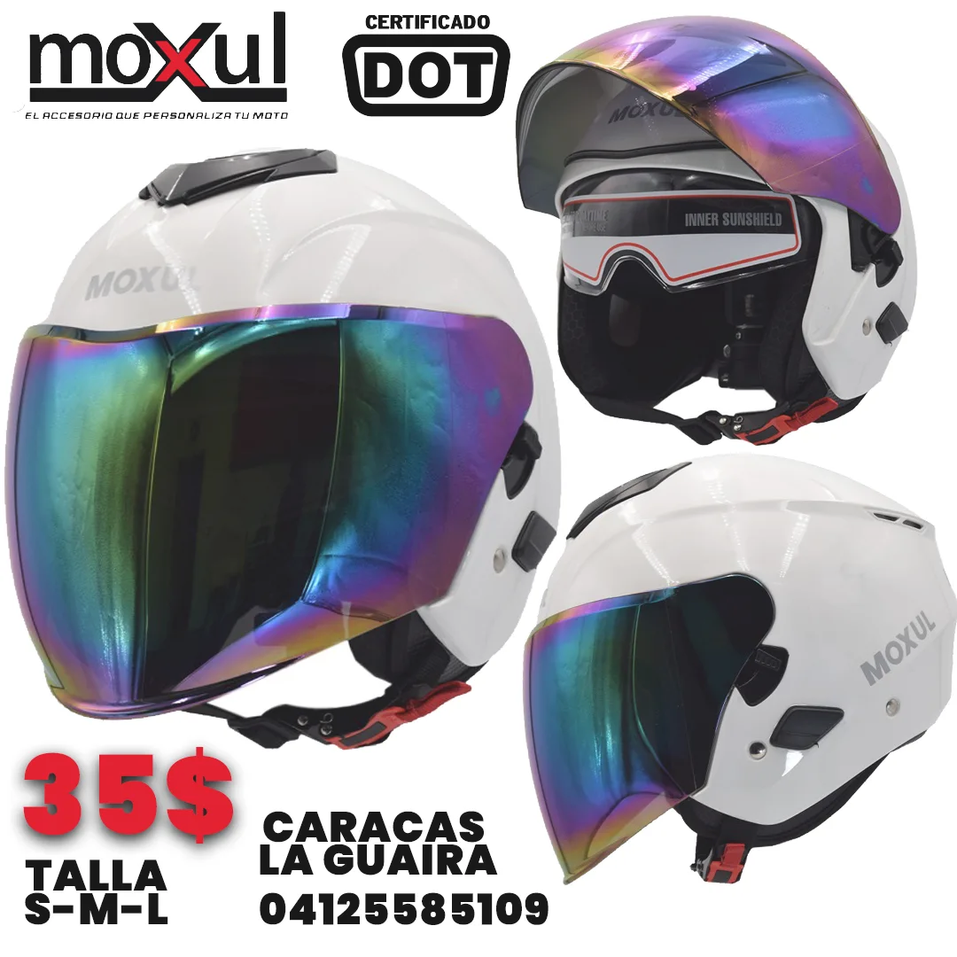 Casco Semi integral Moxul Blanco visor tornasol
